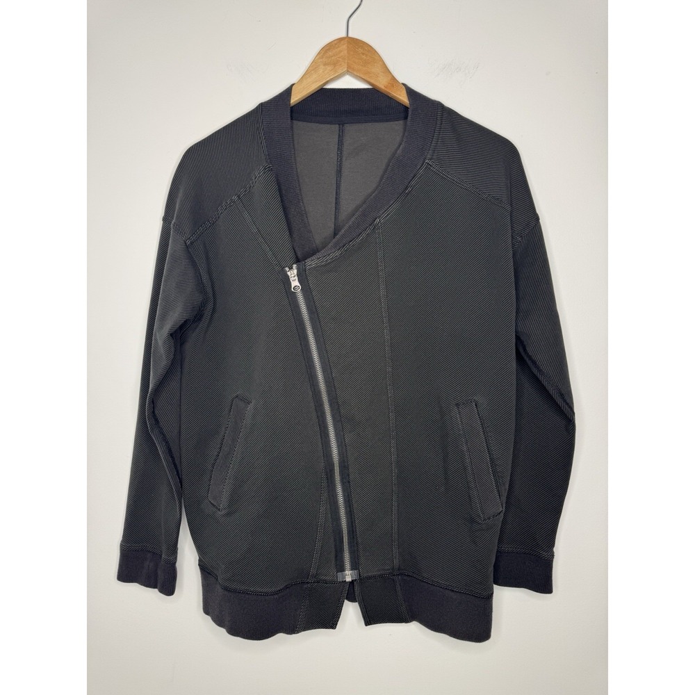 LULULEMON Jacket Womens 4 Mula Bundle Asymmetric Zip Grey Black